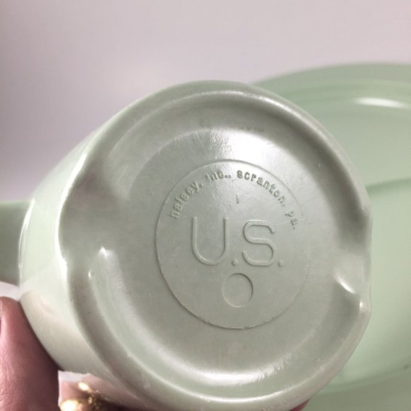 Melmac Divided Plate and Matching Cup Jadite Green Set Mint - Picture 6 of 7